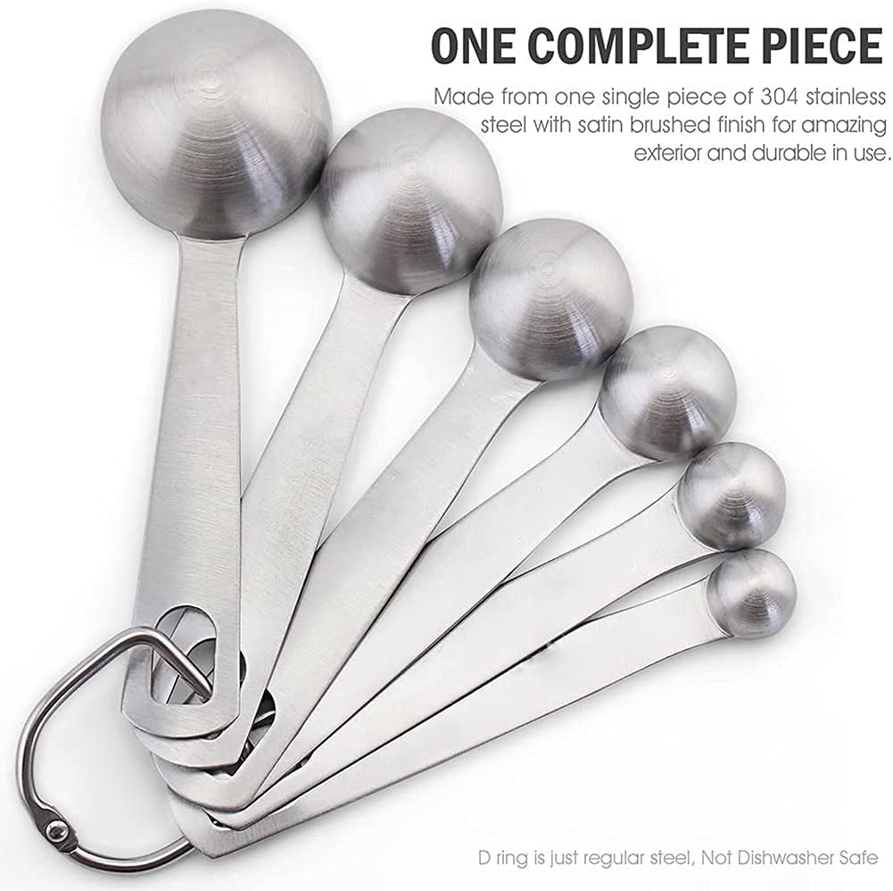 Supvox Eastern Eagle Stainless Steel Measuring Spoons Set of 6 Piece:1/8 tsp,1/4 tsp,1/2 tsp,1tsp,1/2 tbsp & 1 tbsp Dry and Liquid Ingredients, Kitchen Measuring Tools Set,for Dry or Liquid,Fits in Spice Jar