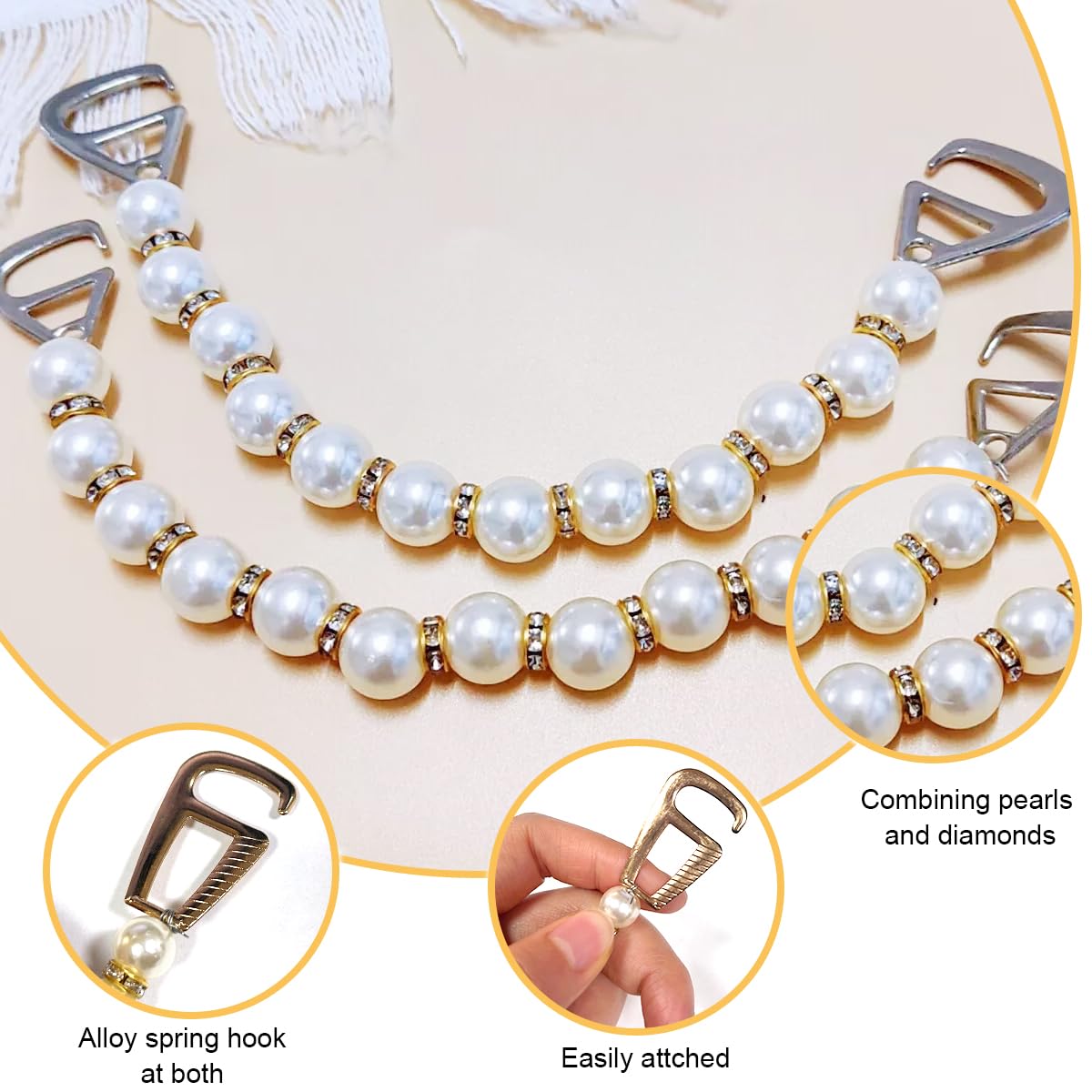 MAYCREATE Shoe Charms for Clog Sandals featuring Flower Pearl Chain Design | 14pcs DIY Accessories for Women