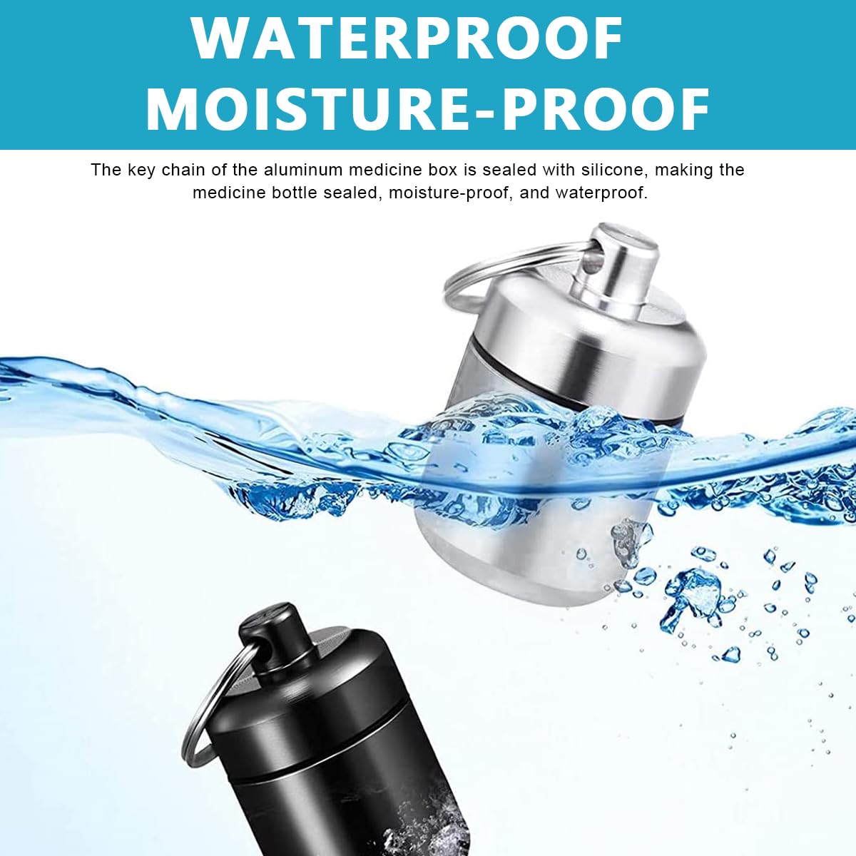 HANNEA Mini Aluminum Pill Box for Travel and Outdoor Use with Silicone Seal Ring | 3PCS 4.2×2.7cm Keychain Medicine Holder