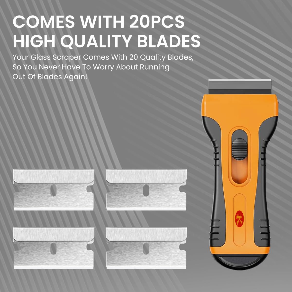 Serplex Razor Blade Scraper Tool for Glass and Tile Cleaning with 5 Extra Blades featuring Retractable SK5 Blade | Ergonomic Non Slip Handle