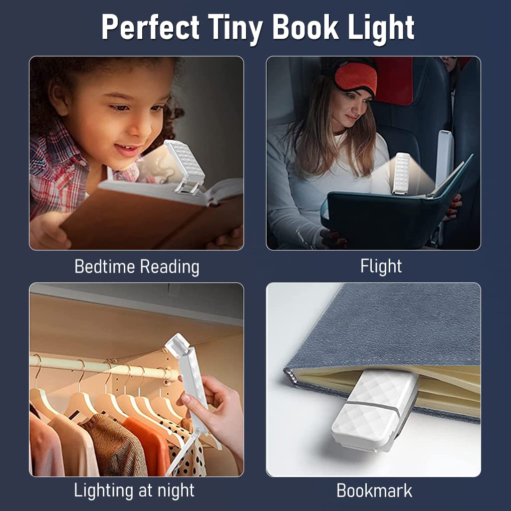 ELEPHANTBOAT Book Light for Reading in Bed with 3 Colors and 5 Brightness Levels | USB Rechargeable Clamp Design