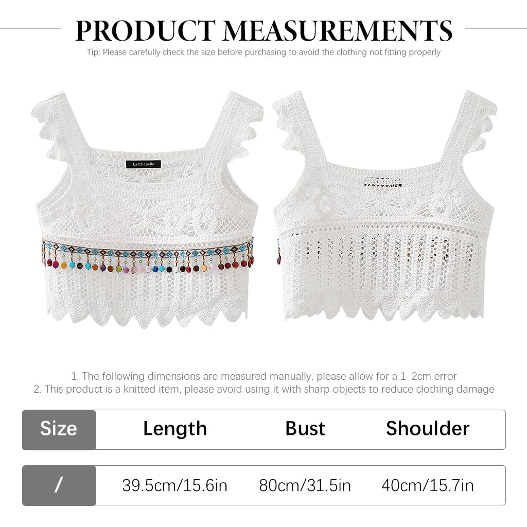 SANNIDHI Crochet Tank Top for Women featuring Boho Lace Design and Colorful Charms | Summer Beachwear