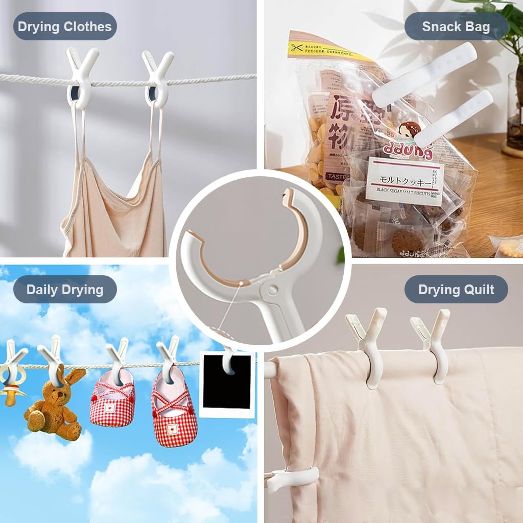 Supvox Clothesline Clips for Bed Sheets and Quilts featuring Spring Loaded Grip | 12Pcs Plastic Windproof Laundry Clips