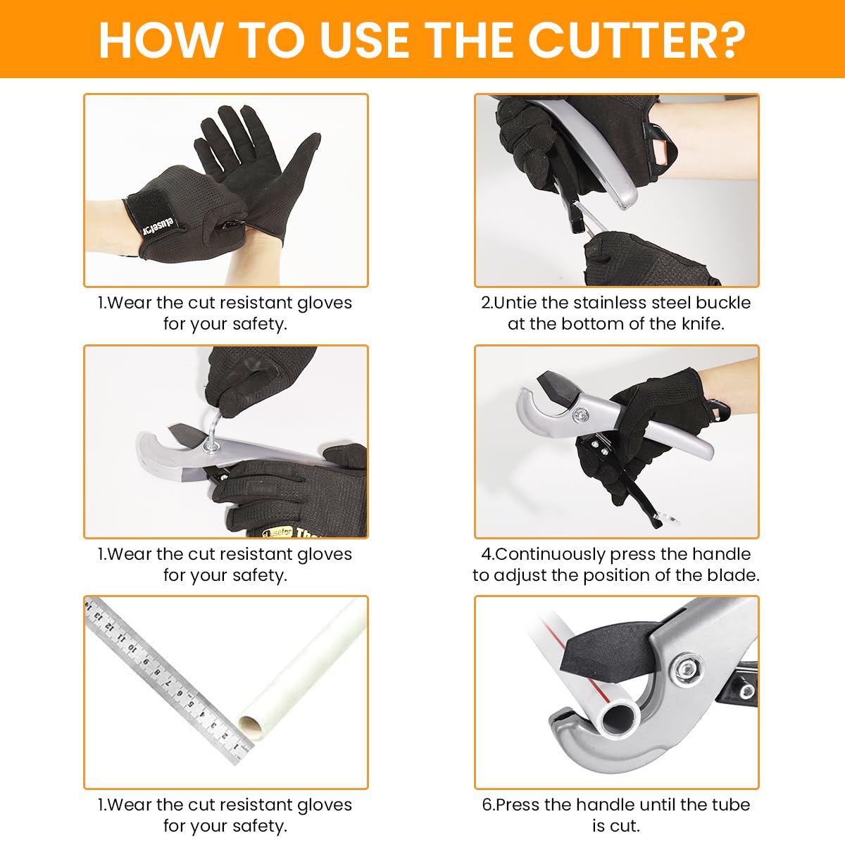 Serplex PVC Pipe Cutter for 1/8''–1'' Tubes with SK5 Steel Blade and Safety Lock Design