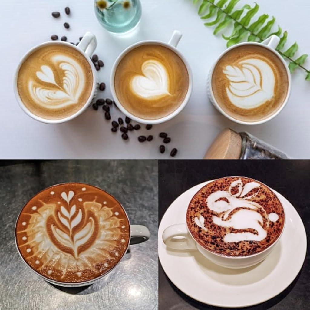 Supvox® Coffee Accessories Kit: 12oz Milk Frothing Pitcher & 100ml Espresso Cup, Food Grade Stainless Steel, Laser Etching Measuring Markings, Milk Jug Cup with Decorating Pen Latte Art, Coffee Tools
