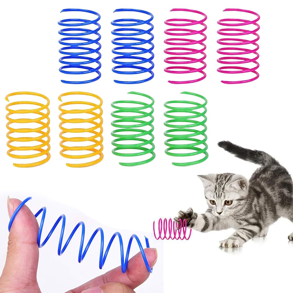 Qpets Cat Spring Toys for Indoor Play with 9cm Coil Design and ABS Material | 8 Pack