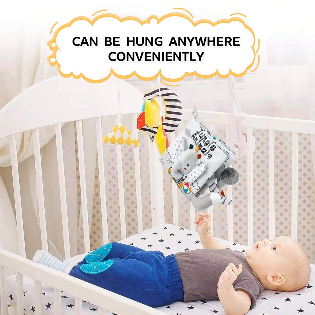 SNOWIE SOFT Elephant Baby Books for Early Learning with 3D Tails & 3 PCS Fabric Set | Sensory Toy