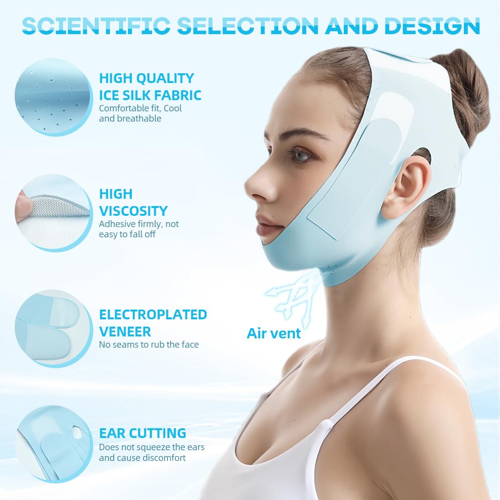 MAYCREATE Double Chin Reducer for 30 Minute Daily Use featuring Adjustable Jawline Lifting Strap | Firming Mask for Sleeping and Facial Sculpting