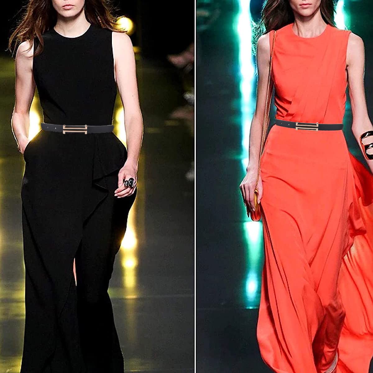 PALAY Fashion Leather Belt for Women with 0.7 in Slim Design and Metal Buckle | Black