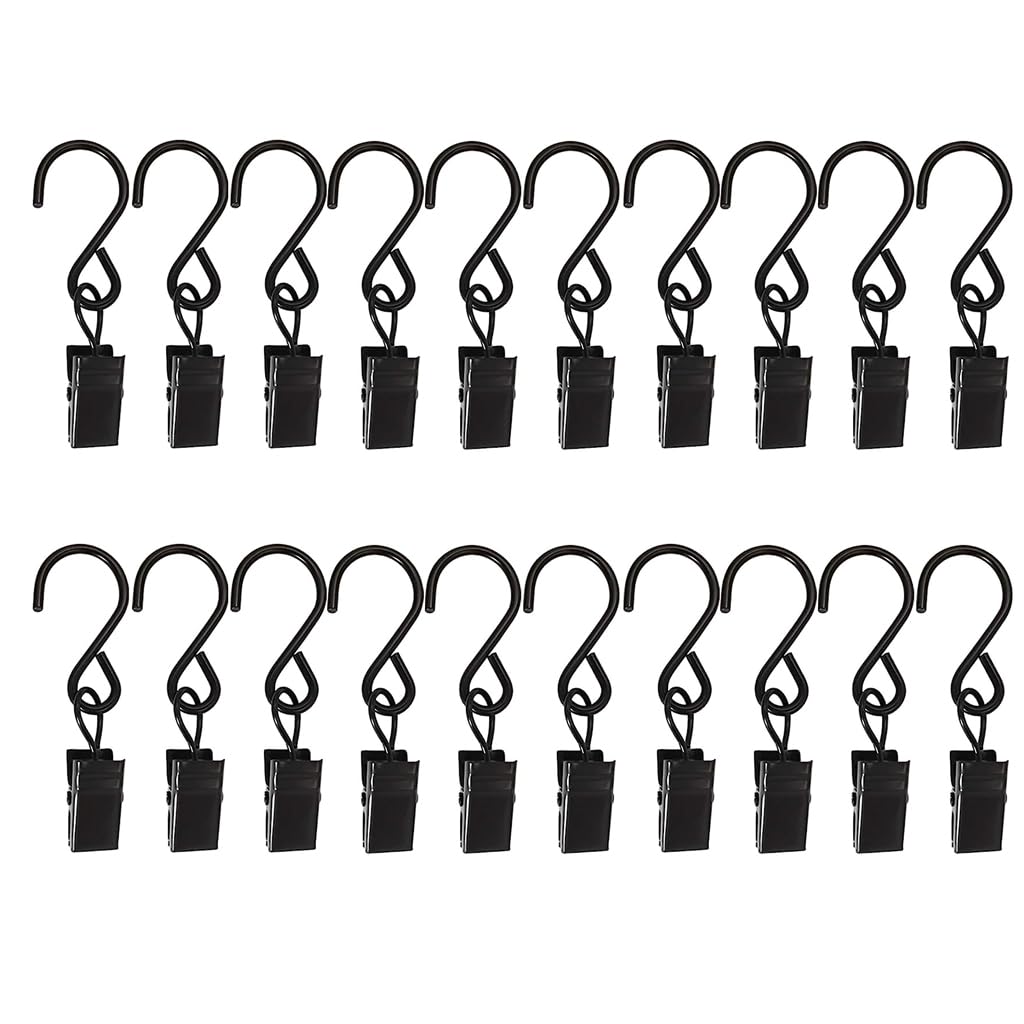 HASTHIP® 20pcs S Hooks Curtain Clips, 2.4in Curtain Clips with Hooks for Hanging Party String Lights, Home and Garden Courtyards Decoration, Arts and Craft Display