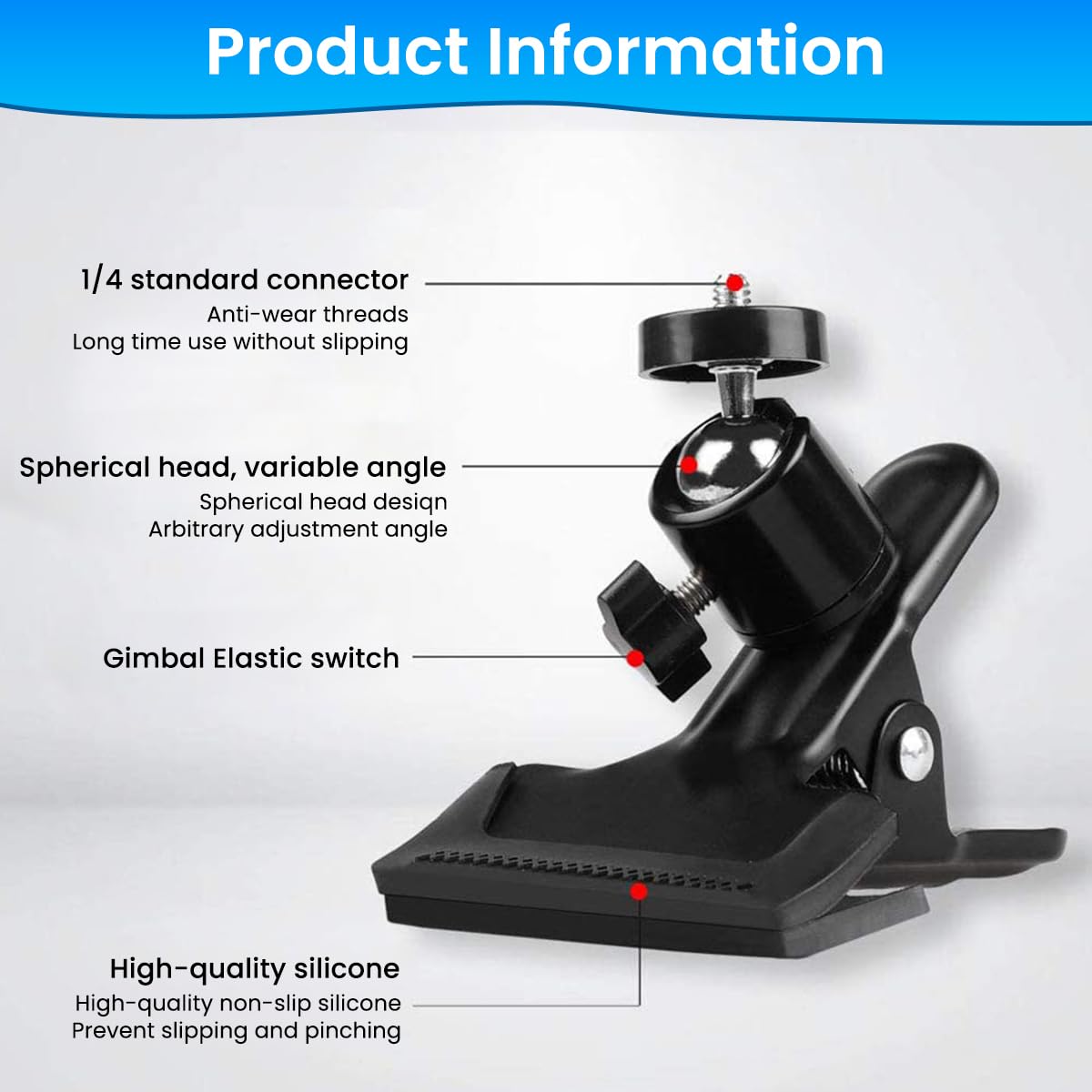 HASTHIP Guitar Phone Holder for Musicians and Streamers with 360° Rotatable Clamp | 2 PCS Black