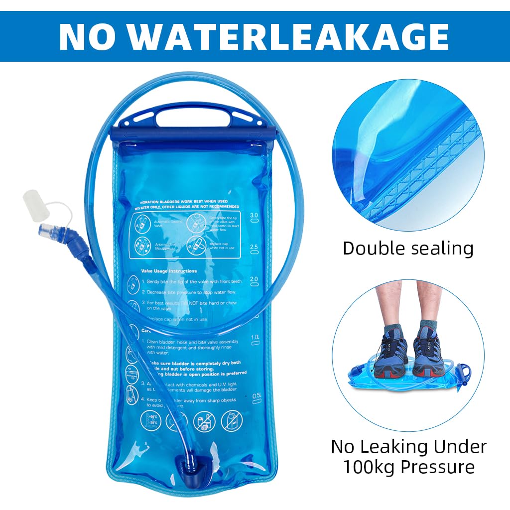 Proberos Hydration Water Bladder for Camping and Hiking with 3L Leakproof Hose | BPA-Free Blue