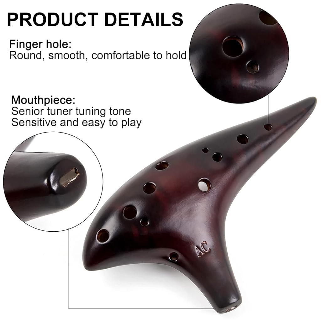 PATPAT Zelda Ocarina 12 Hole Alto C Music Instrument with Triforce Symbol | Ceramic Gift for Fans
