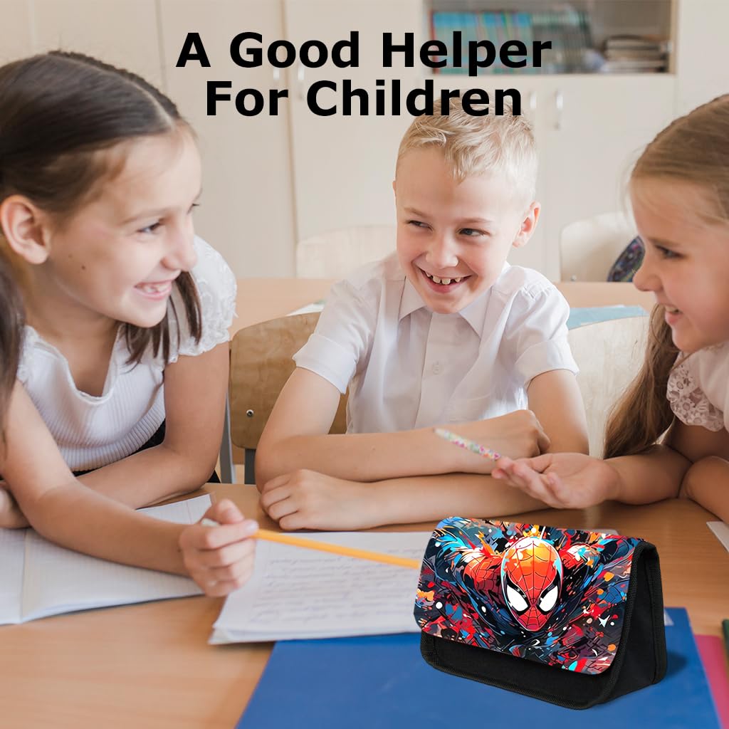 Climberty Spiderman Pencil Case for Students with Double Zipper 22×7.5×13cm Polyester | Red