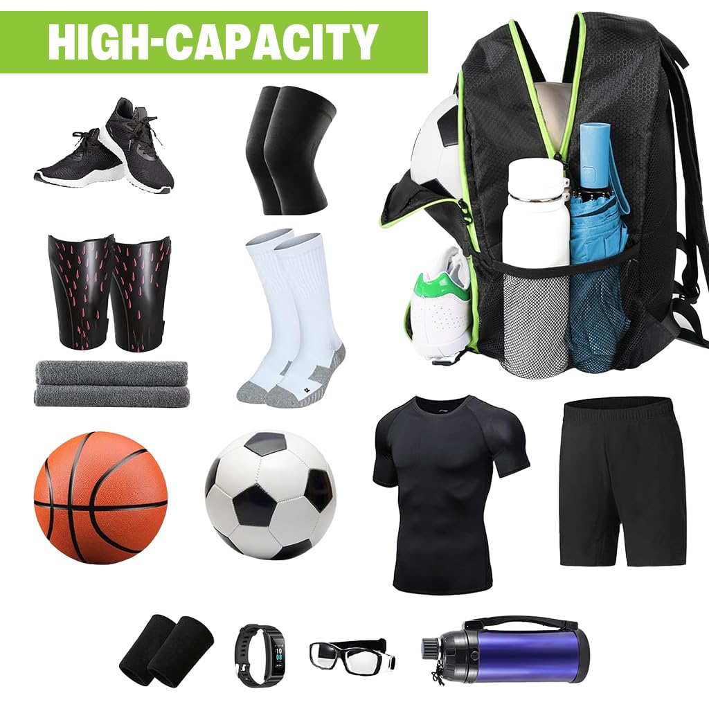 PROBEROS Football Carrier Backpack for Size 5 Soccer Ball with Shoe Compartment | Waterproof Sport Bag 33x20x43cm