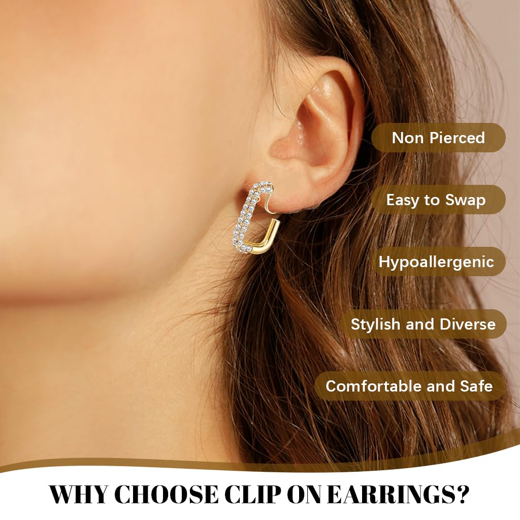 SANNIDHI Clip-on Earrings for Women featuring 3 Pairs Golden Alloy Loops | Non-Pierce Design