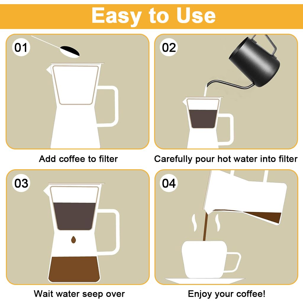 Supvox Gooseneck Water Kettle 350ml for Pour Over Coffee with Heat Proof Handle & 0.45cm Spout