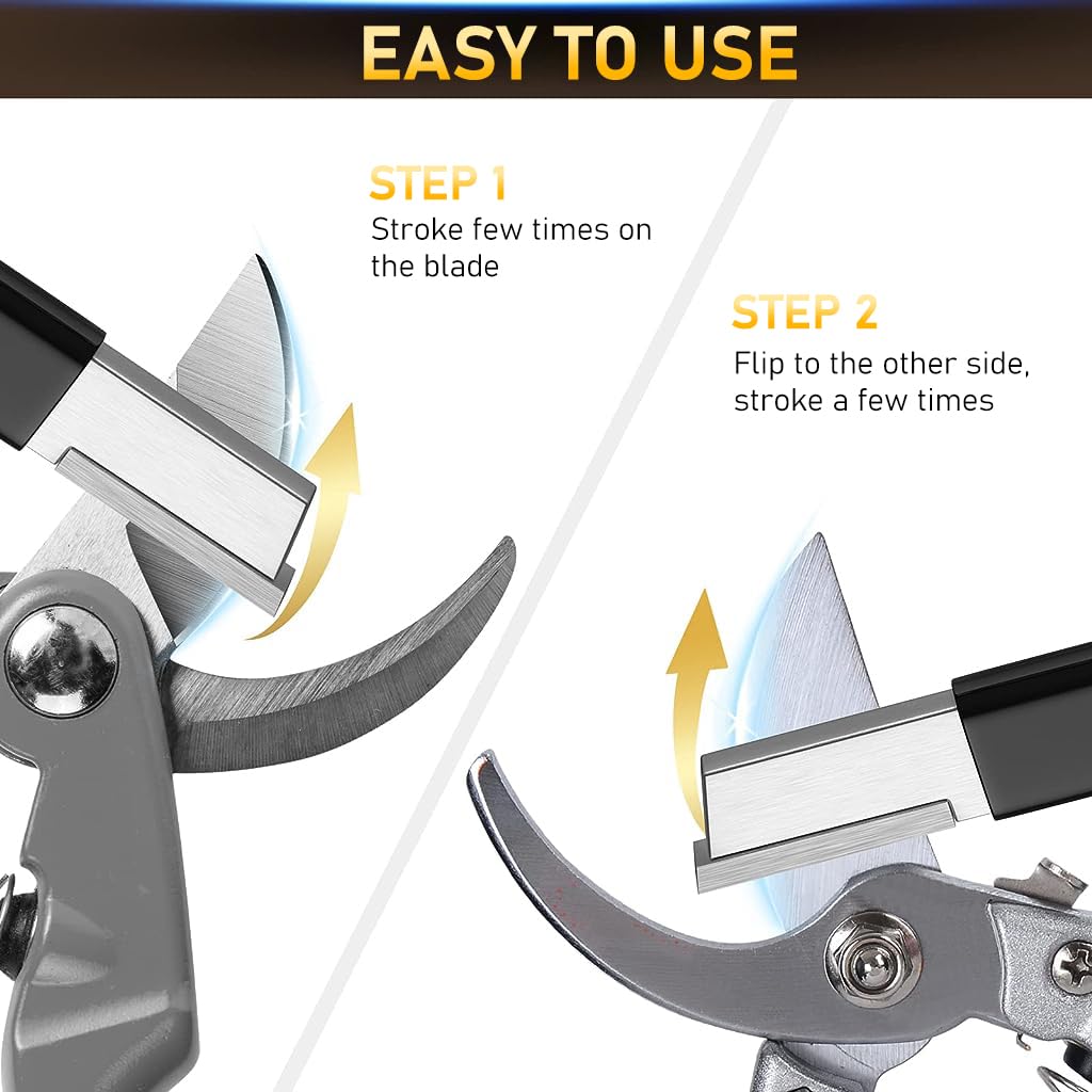 Serplex Garden Tool Sharpener for Pruners and Scissors 4.3 in Portable Tungsten Steel | Easy Handheld Cutter Sharpener