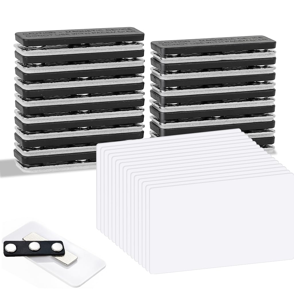 OFIFO Magnetic Name Badges 15 Pcs for Offices and Events with Self Adhesive Magnets 3x1.5 in