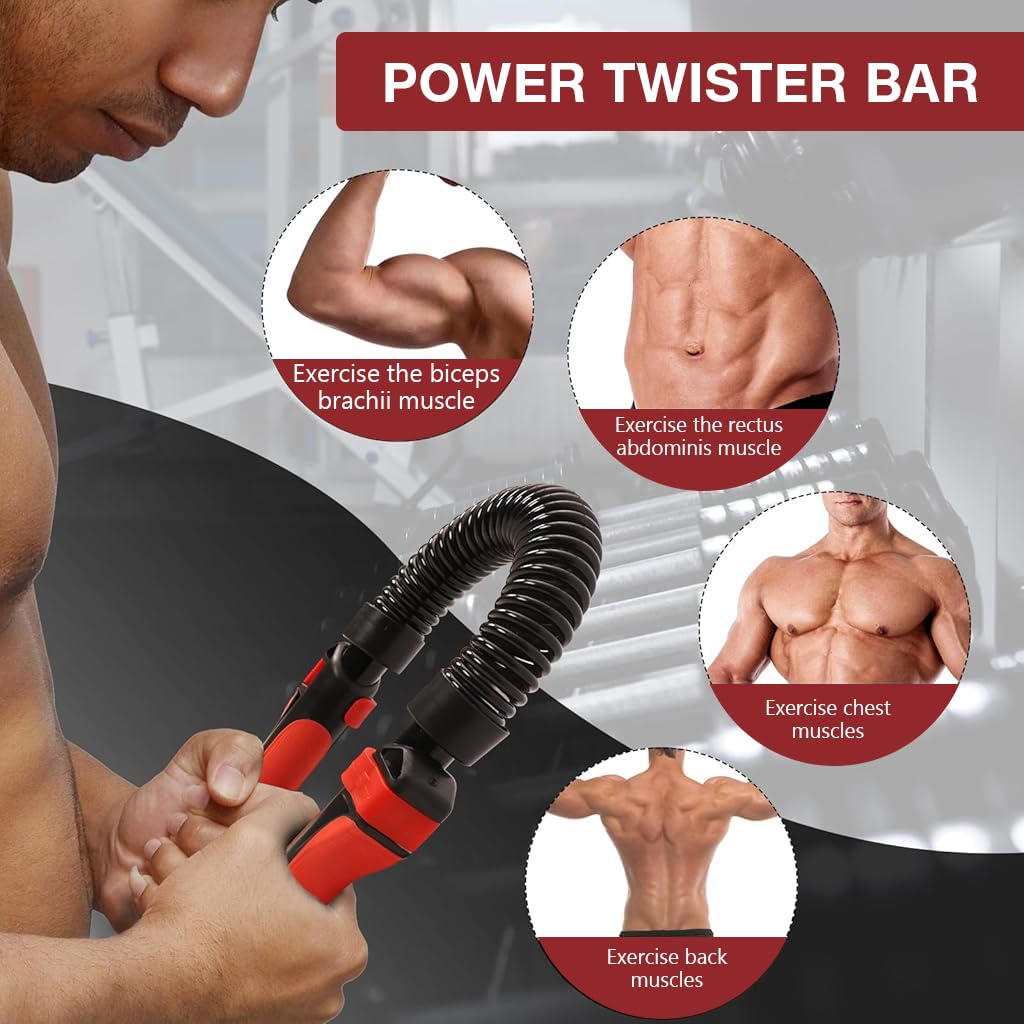 Proberos Power Twister Bar for Chest Arm & Shoulder Workout with 110lbs–154lbs Resistance | Carbon Steel Build and Ergonomic Rubber Grip