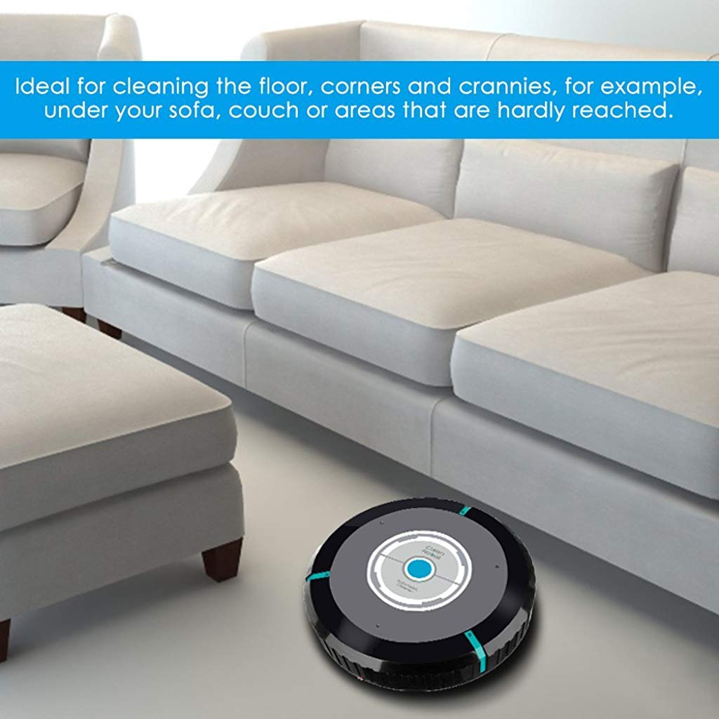 Supvox Home Automatic Vacuum Smart Floor Cleaning Robot Auto Dust Hair Paper Dirt Magic Broom Cleaner/Sweeper (Black)