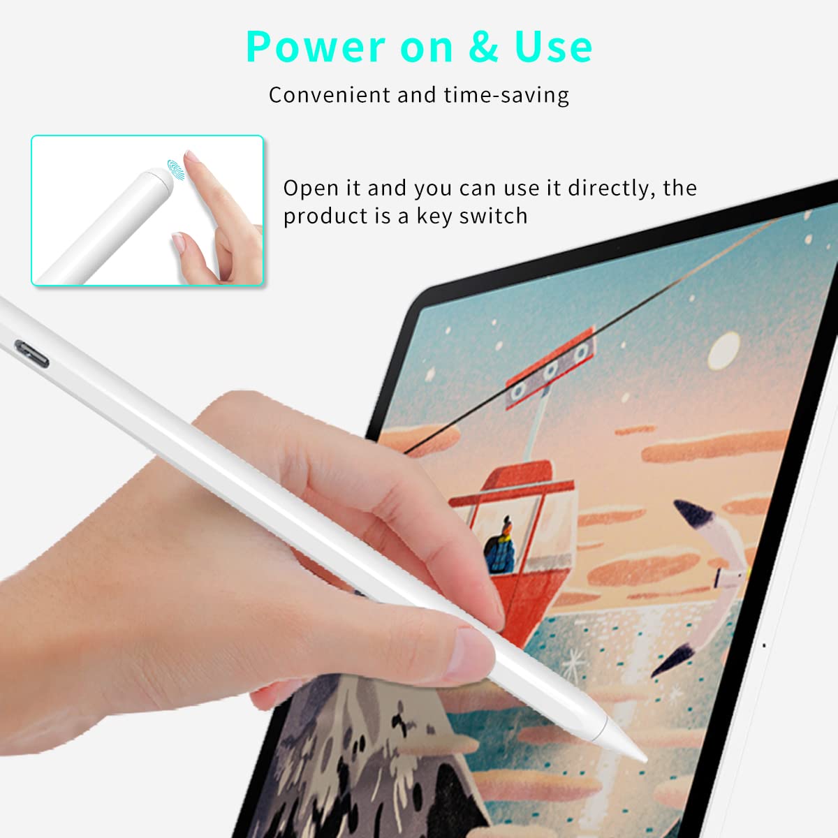 Verilux Stylus Pen for iPad with Palm Rejection and Magnetic Adsorption | Digital Power Display