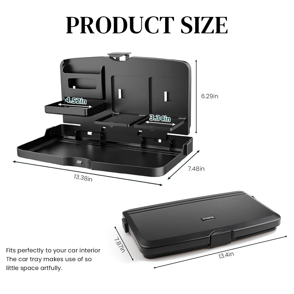 STHIRA Car Back Seat Organizer Tray for Dining and Work with Foldable Storage Hook | Black