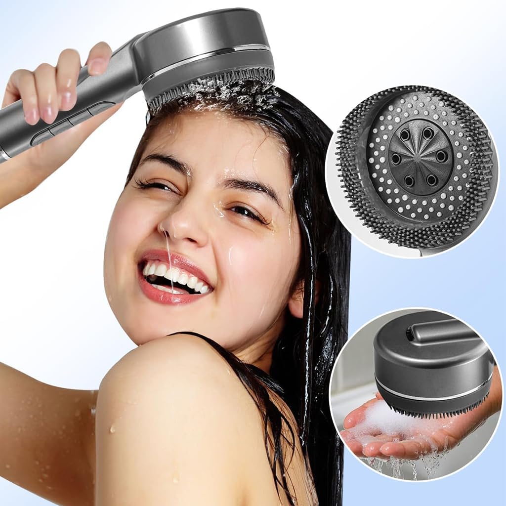 HASTHIP Hand Shower for Bathroom with 1.5m Hose and Silicone Massager Ring | 3 Spray Modes