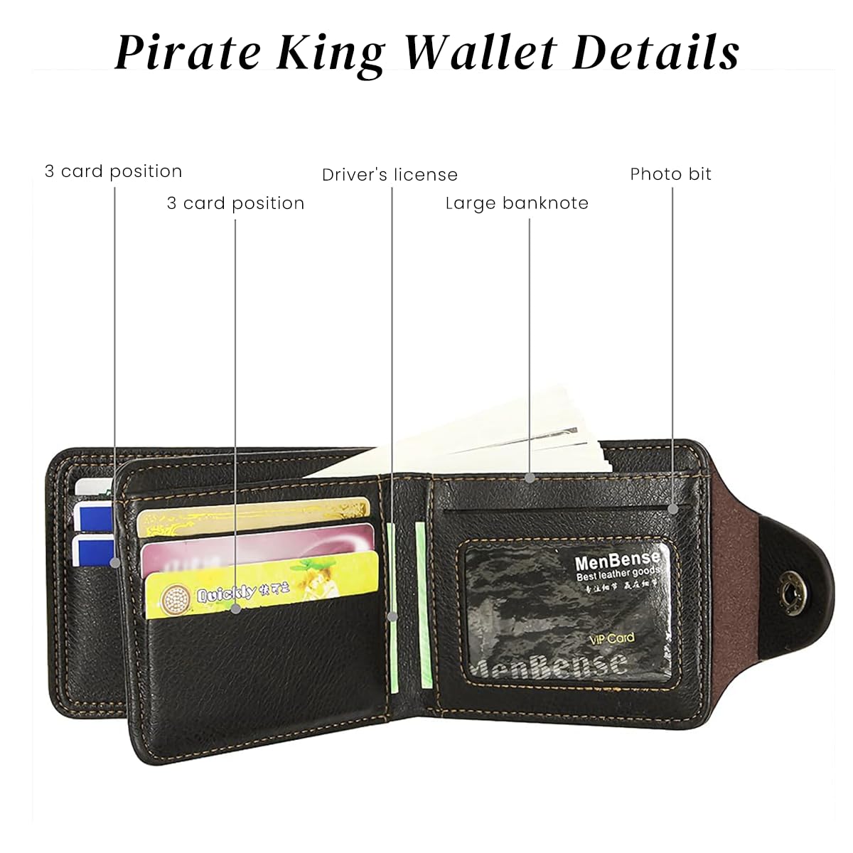 GUSTAVE One Piece Wallet for Men with Magnet Snap Buckle and 9 Card Slots | PU Leather
