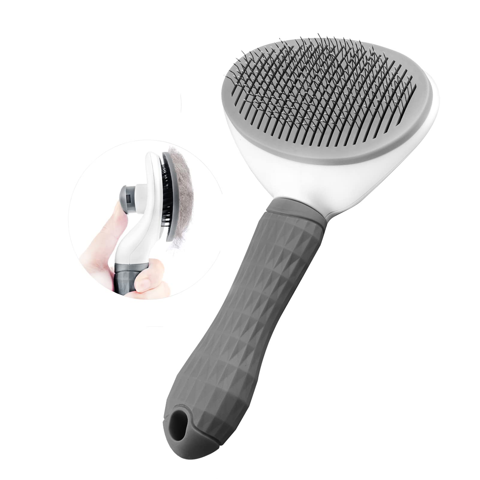 Qpets® Pet Grooming Brush Daily for Medium Long Hair Dog, Use to Clean Loose Fur & Dirt Great-Grey