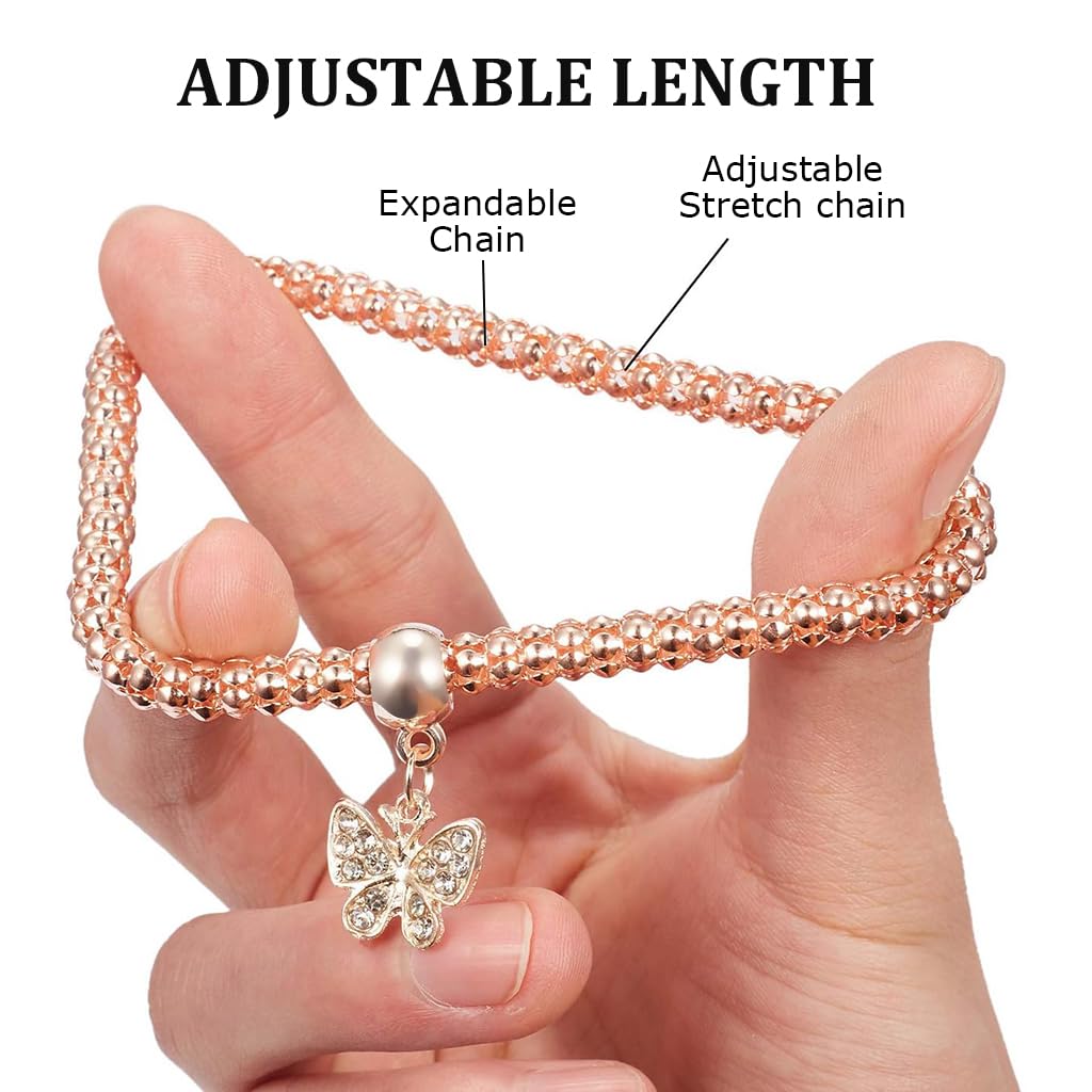 Venzina Bracelets Set for Women featuring Heart Charm Design in Gold Silver and Rose Gold | 3 Pack