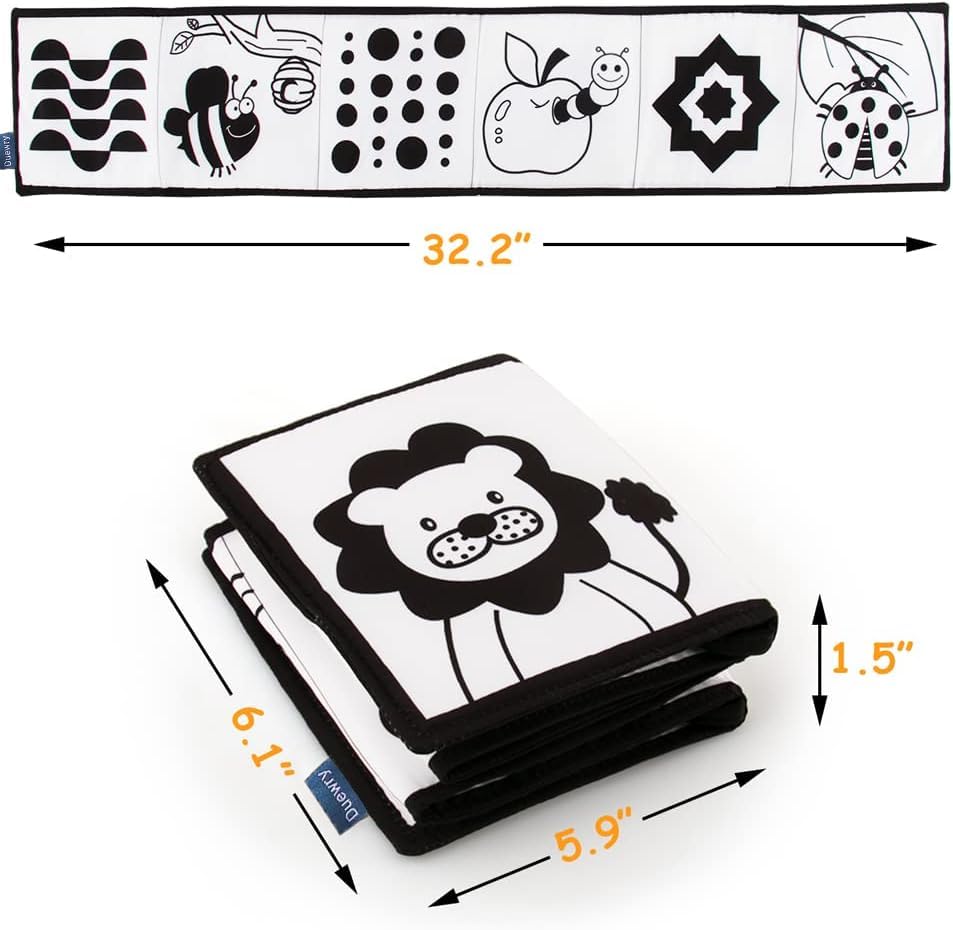 SNOWIE SOFT Baby Cloth Book for Tummy Time with High Contrast Black and White Patterns | 2PCS