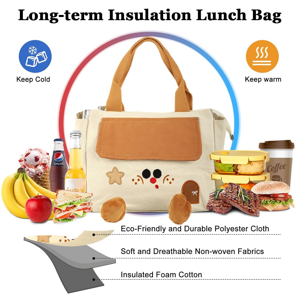 HASTHIP Lunch Bag for Kids with 9.5L Capacity and Reinforced Handles | Waterproof Brown Tote