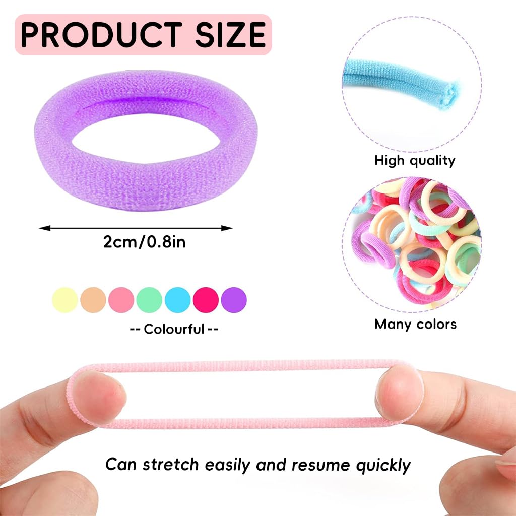 ZIBUYU Hair Bands for Girls featuring 0.7 in No Tangle Design & 100 Colorful Pieces | Daily Styling