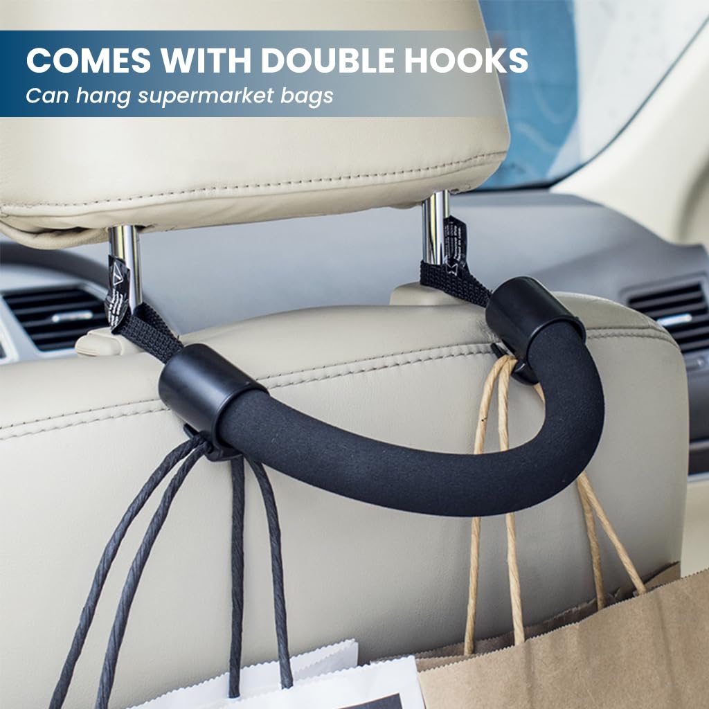 ZIBUYU Car Mobility Aid for Easy Vehicle Access featuring Tool Free Headrest Strap | 39x2.5x2.5cm Soft EVA and ABS Grip for Adults and Seniors