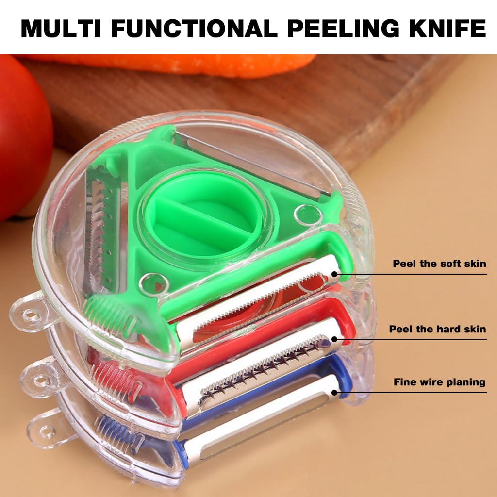 ZIBUYU 3 in 1 Potato Peeler Set for Fruit & Vegetable Prep with Easy Blade Switch | Ergonomic Palm-Fit Handle