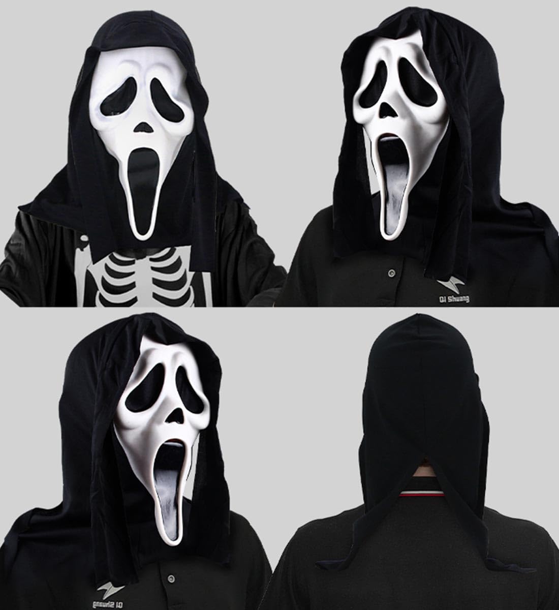 Supvox® Call of Duty Ghost Mask, Halloween Costume Party Silicon Mask, Cosplay White ghost mask, Horror Mask for Kids & Adults Movie Scream Series Hooded Ghost Face Mask Halloween Party Costum Prop