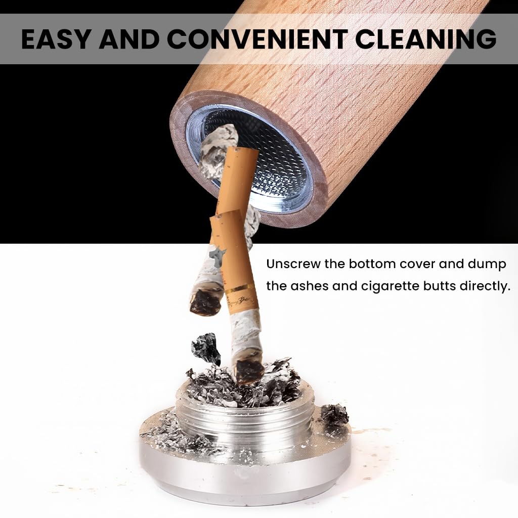 ZIBUYU Portable Mini Pocket Ashtray for Car and Outdoor Use featuring Closed Metal Holder 10.9x2.8cm Yellow Gold | Reusable Easy Clean Design