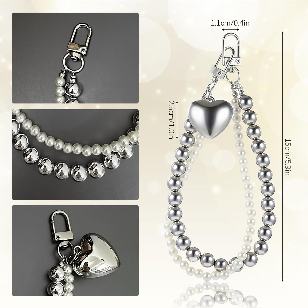 ZORBES Cell Phone Lanyard for Loss Prevention with Dual Chain Design featuring Pearl Beads