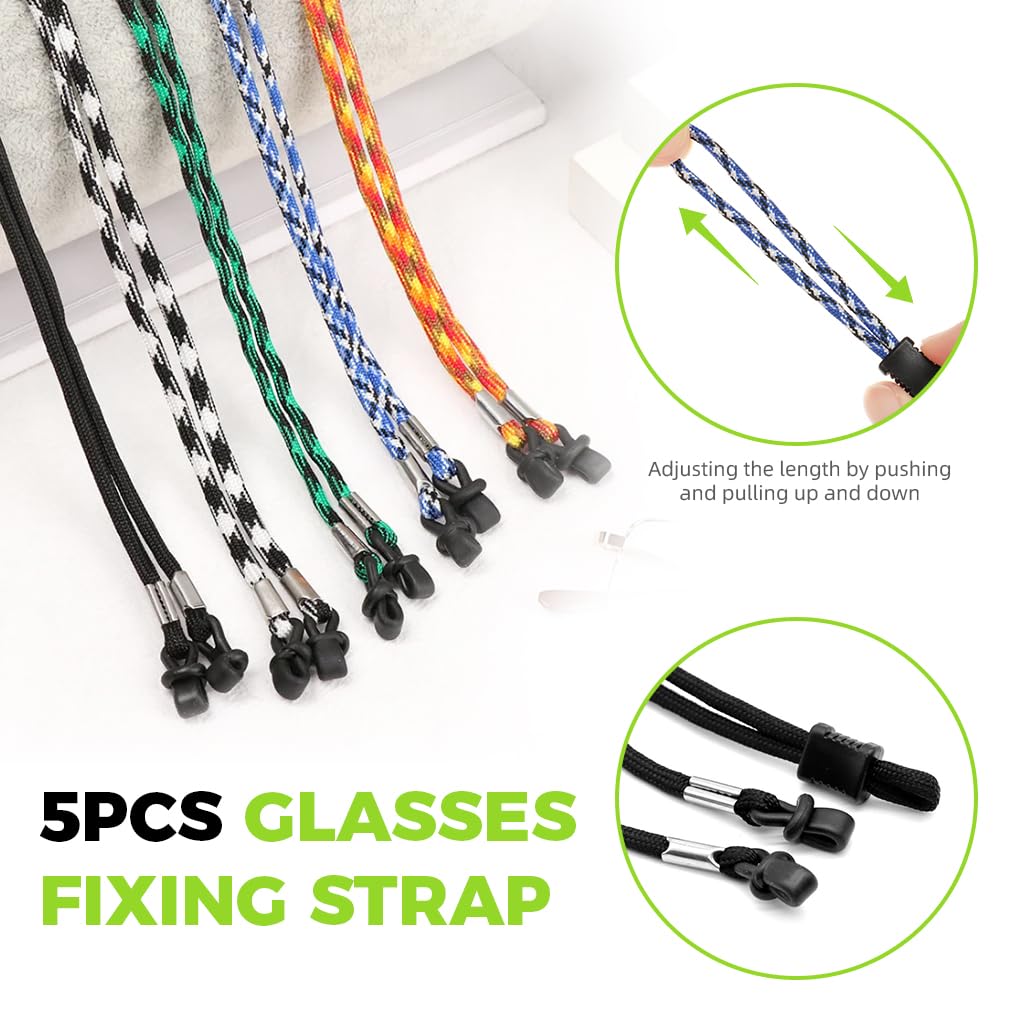 HASTHIP Specs Holder Glasses Strap for Sports and Daily Use with Adjustable 28 in Cord | 5 Pcs Polyester Eyeglass Chain for Men and Women