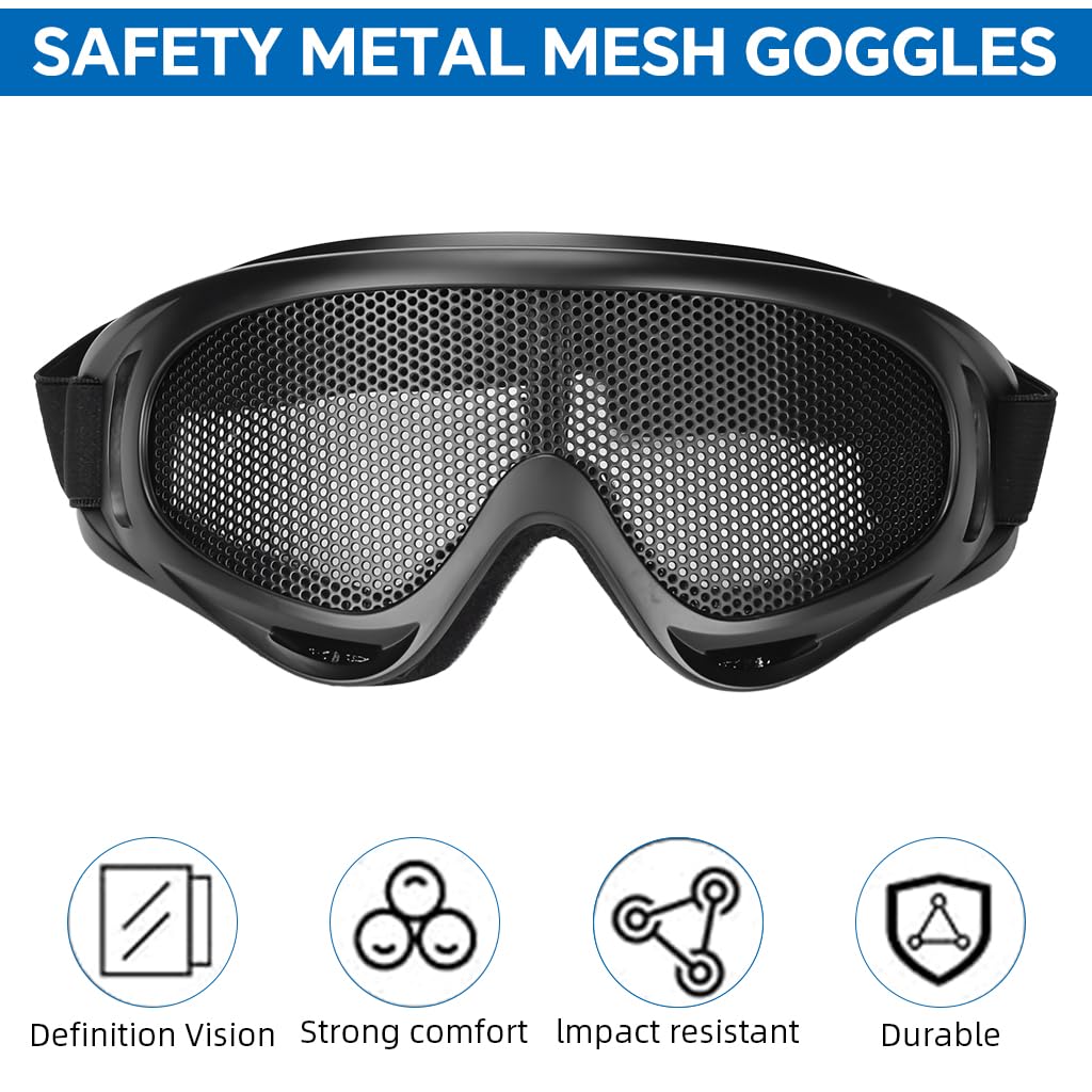 PROBEROS Tactical Mesh Goggles for Airsoft and Paintball featuring 0.7mm Steel Mesh | Anti Fog Eye Protection with Adjustable Strap