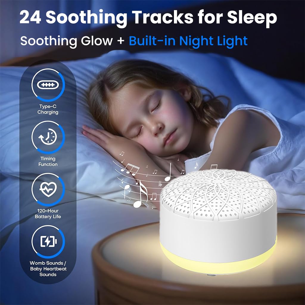 ZORBES White Noise Machine for Babies with 40 Soothing Melodies and Hanging Strap | USB Rechargeable Portable Speaker