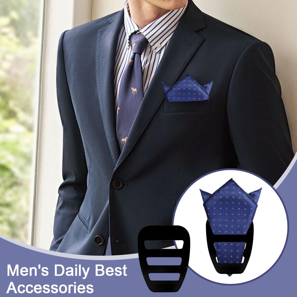 GUSTAVE Slim Pocket Square Holder for Men with Hidden Retainer | Keeps Handkerchief Neat