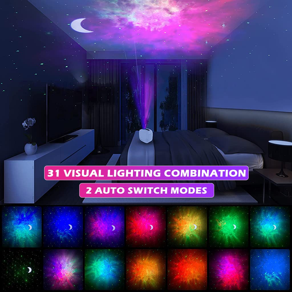 ELEPHANTBOAT Aurora Star Light Projector with 31 Modes and Bluetooth Music Player | Remote Control Timer Gift for Bedroom