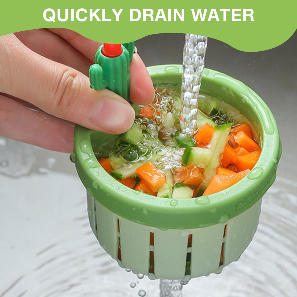 HASTHIP® Kitchen Sink Drain Strainer Creative Cactus Sink Drain Strainer Removable Sink Drain Strainer with Openable Bottom, One Button To Release Universal Sink Drain Strainer Prevents Clogging