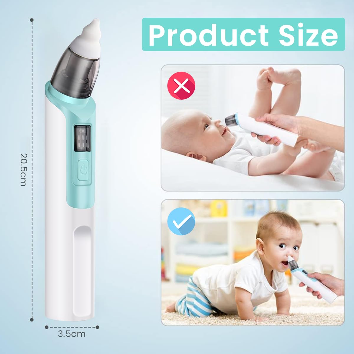 SNOWIE SOFT® USB Nasal Aspirator for Baby Electric Baby Nasal Aspirator Mucus Sucker for Baby Silent Baby Mucus Remover with 6 Adjustable Suction Strength Waterproof Baby Nasal Aspirator