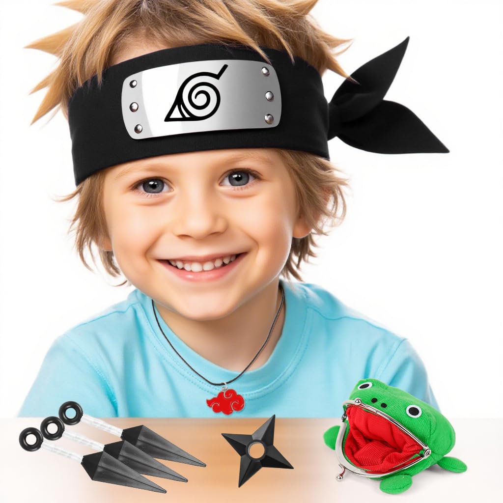 PATPAT Anime Cosplay Props Set for Fans with 7 Pieces including Kunai Necklace & Headband