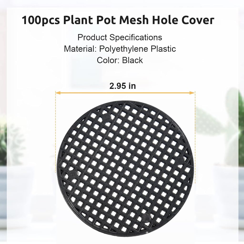 HASTHIP Flower Pot Hole Mesh Pad for Bonsai and Succulent Drainage 100 pcs 7.5 cm Plastic | Reusable Soil Retention Screen