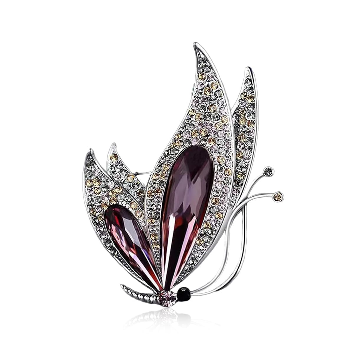 Venzina® Brooch Pin for Women Girls Stylish Rhinestone Fashion Butterfly Brooch for Women Dress Blazer Alloy Saree Brooch Pin for Women Dresses, Suit, Scarves and Sweater