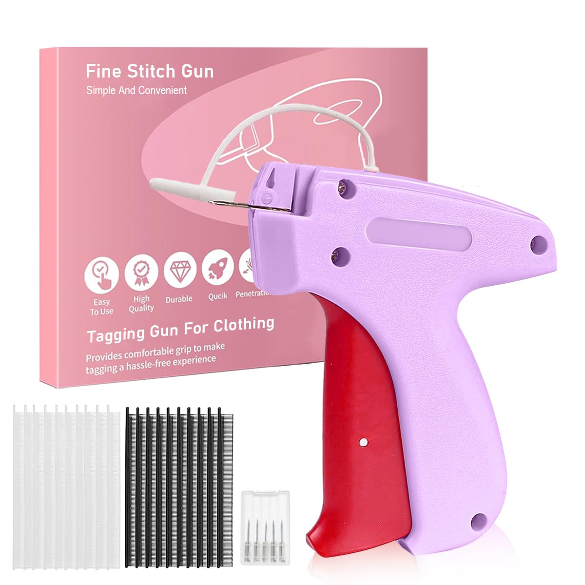 Supvox Clothing Stapler Kit for Quick Repairs with 6 Needles and 2000 Fasteners | Ergonomic Handheld Sewing Gun